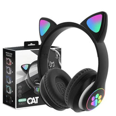 STN-28 Wireless Bluetooth Headphones with Light-Up Cat Ears & LED Lights