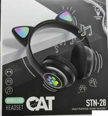 STN-28 Wireless Bluetooth Headphones with Light-Up Cat Ears & LED Lights