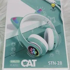 STN-28 Wireless Bluetooth Headphones with Light-Up Cat Ears & LED Lights